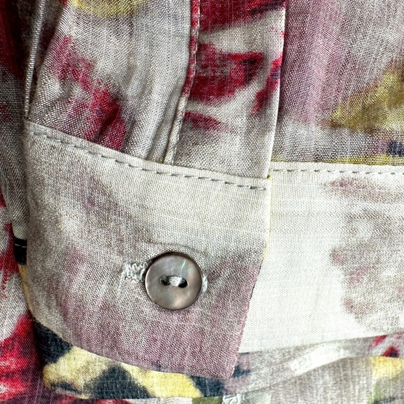 Soft Surroundings Long Sleeve Button Front Floral Print Long Tunic Blouse Size L - Picture 4 of 6